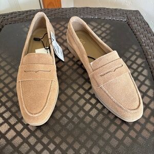 Zara Arena Faux Suede Slip On Penny Loafers Size 40